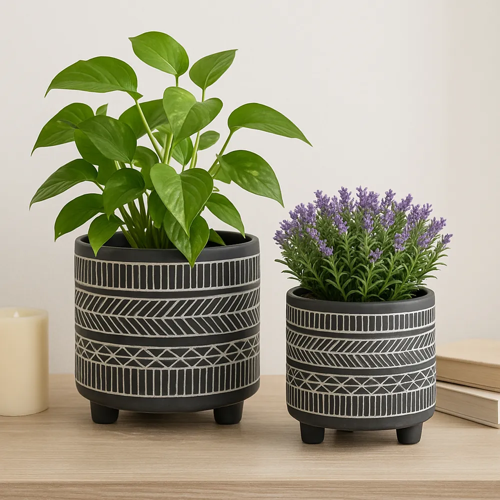 COHENGROVE SET OF 2 BLACK PLANTER 8 (IN)