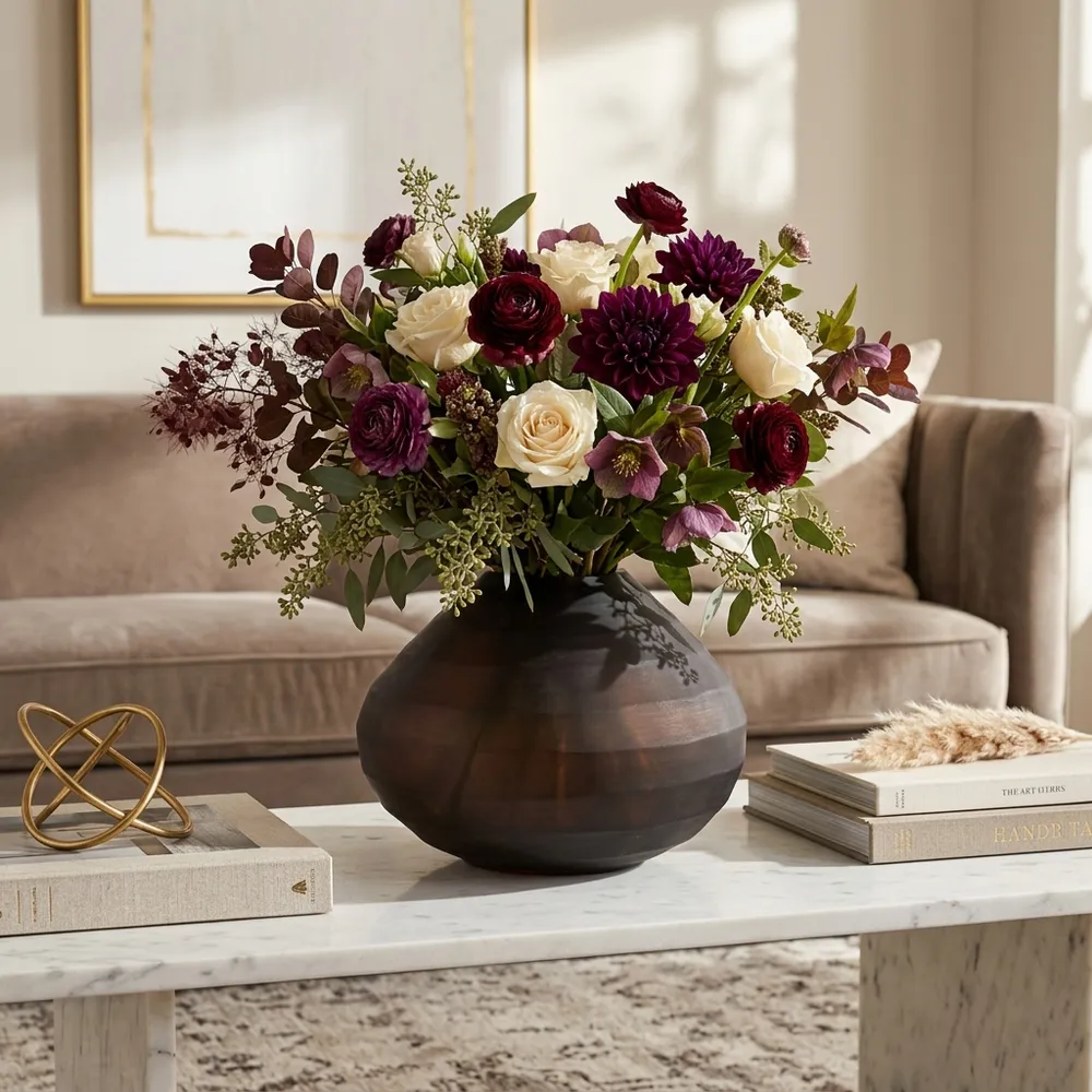 HAYFORDWIND BROWN GLASS VASE 10 (IN)