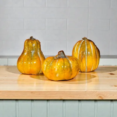 Golden Mini Pumpkins Set of 3 2x2x2in