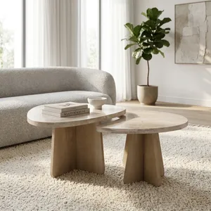RIDER SET OF 2 BROWN COFFEE TABLES 18 (IN) 2