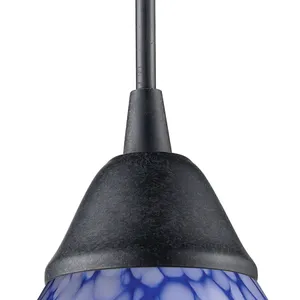 Classico 5'' Wide 1-Light Mini Pendant - Dark Rust with Starburst Blue Glass 3