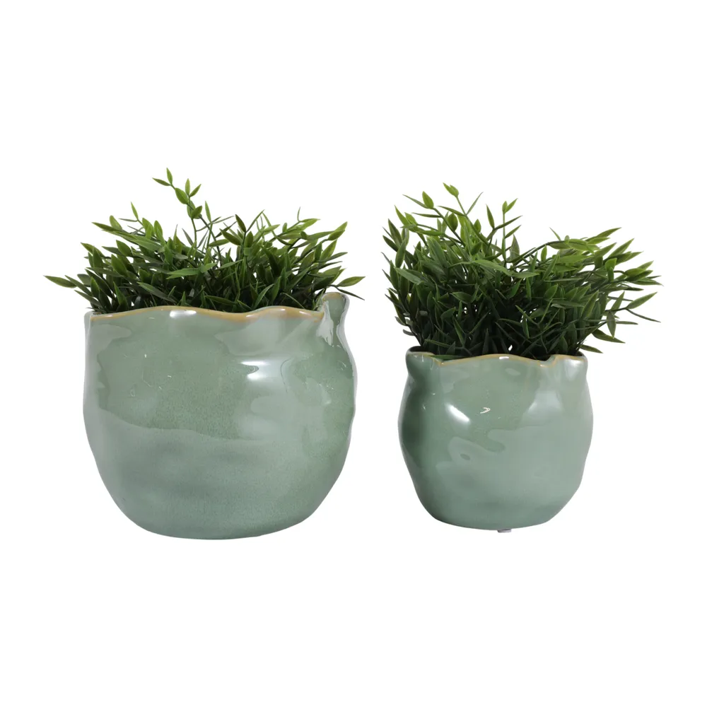 DRAPERSTONE SET OF 2 GREEN PLANTER 6 (IN)