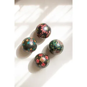 Set of 4 Hand Painted Wooden Spheres 1