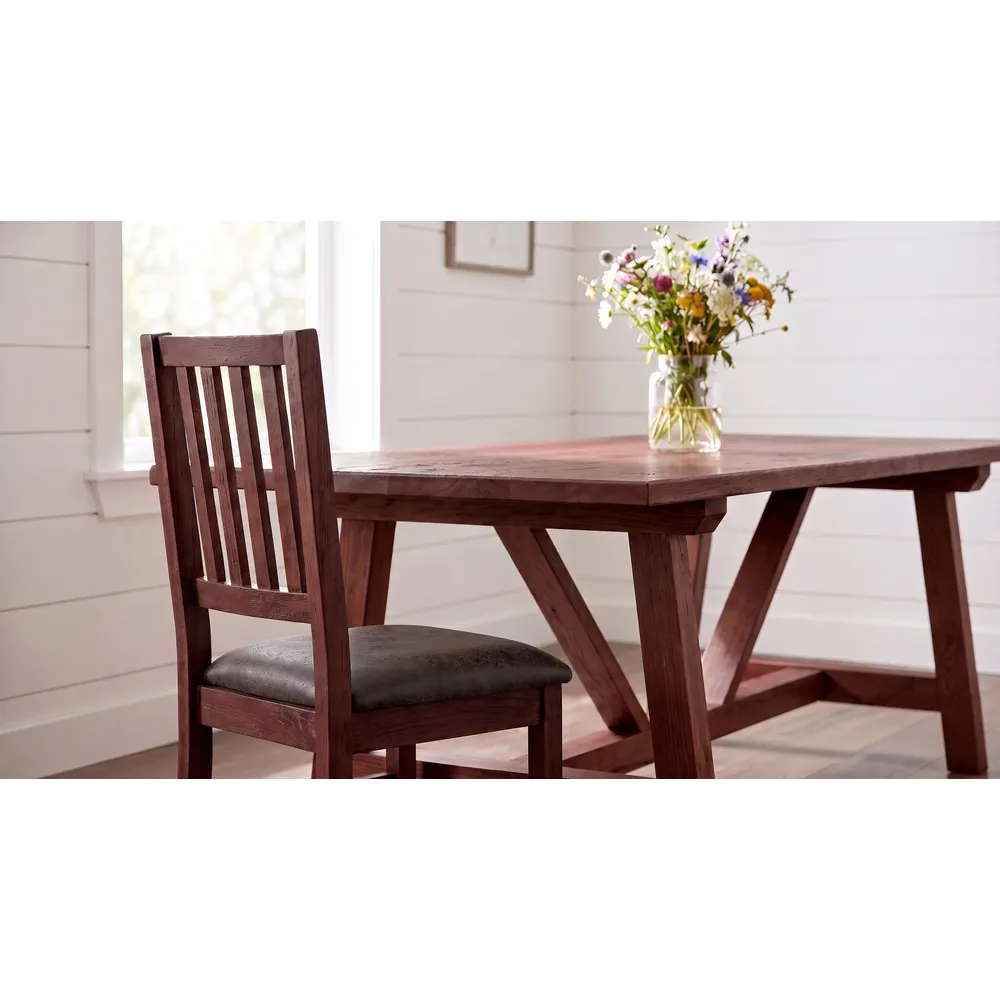 Heritage Oak Millwright Saw Horse Dining Table - 60"L x 42"W x 30"H