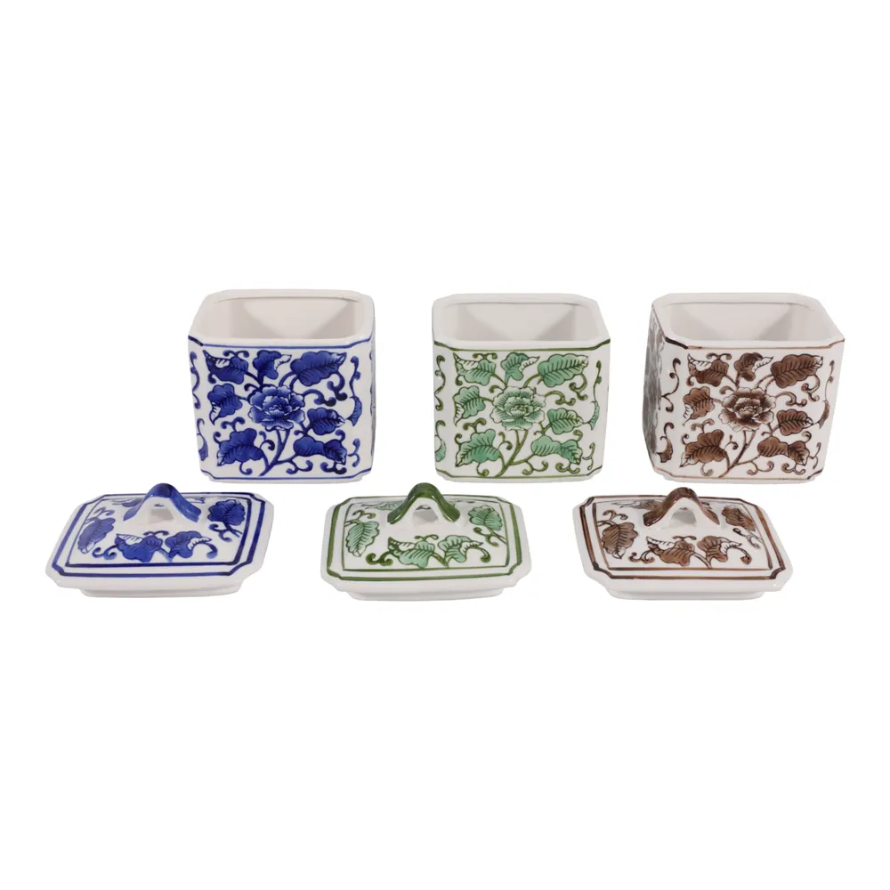 HENDONRUN SET OF 3 WHITE JARS 6 (IN)