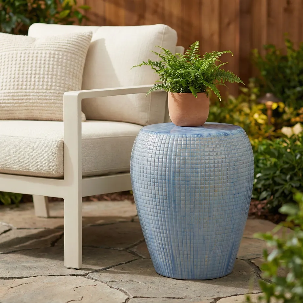 FLINTSIDE BLUE GARDEN STOOL 18 (IN)