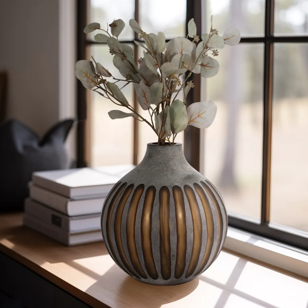 HAMDENSIDE GRAY GLASS VASE 12 (IN)