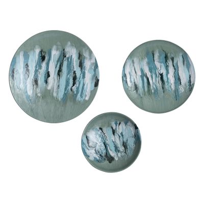 Spindrift Dimensional Wall Art - Set of 3 Seafoam Green Enamel
