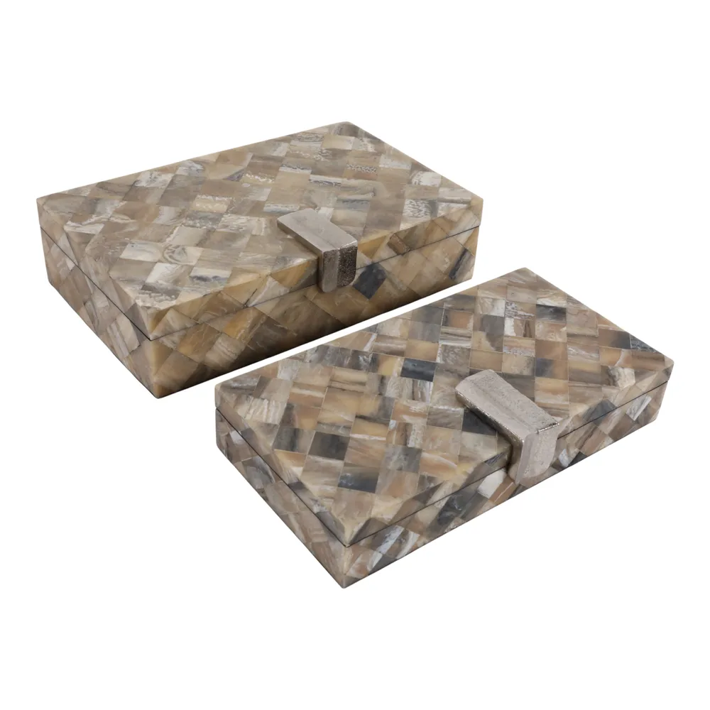 ROSESTONE SET OF 2 BROWN BOXES 3 (IN)