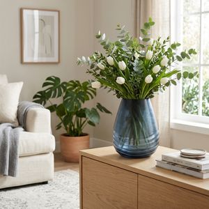 CARTERHAVEN BLUE GLASS VASE 10 (IN) 2