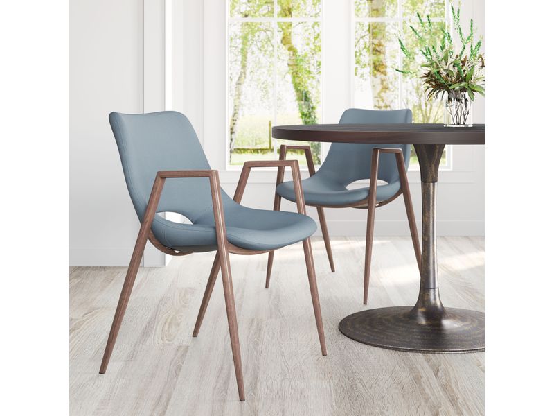 Desi Dining Chair Azure Gray & Walnut 2