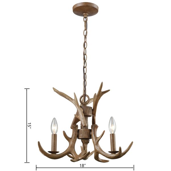 Elk 18'' Wide 3-Light Chandelier - Wood Tone