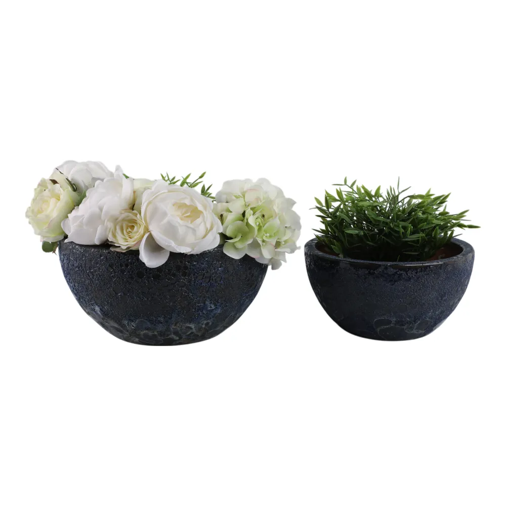 BYRONHAM SET OF 2 BLUE PLANTER 6 (IN)