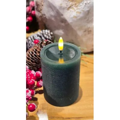 Green Melted Realistic Flame 3x4in LED Candle