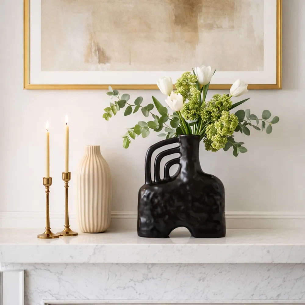 WELDONGROVE BLACK VASE 12 (IN)