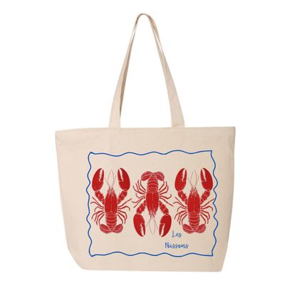 HIP BAG W ADJUSTABLE STRAP & JUTE - WATERCOLOR LOBSTERS
