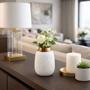 ADLERCREST WHITE VASE 9 (IN) 12