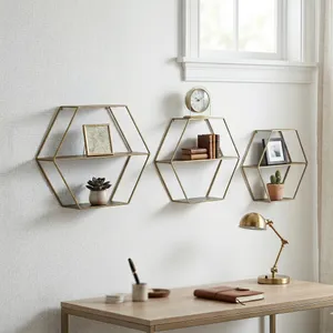 KEATONWOOD SET OF 3 GOLD WALL SHELF 22 (IN) 10