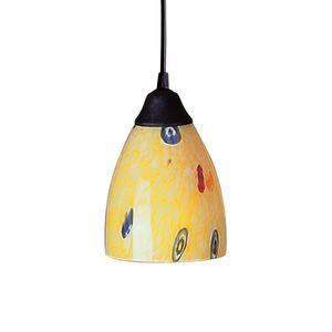 Classico 5'' Wide 1-Light Mini Pendant - Dark Rust with Yellow Blaze Glass 1