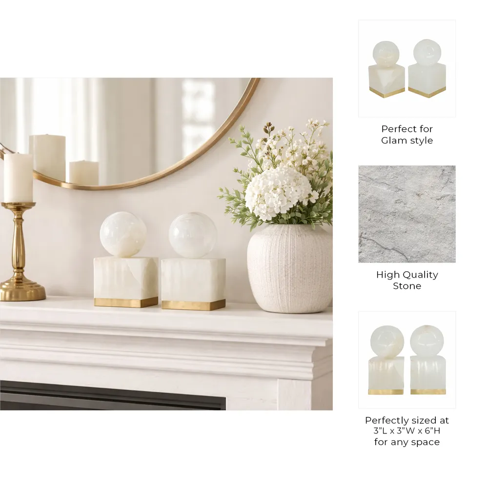 HEATHBURN SET OF 2 WHITE DECOR 6 (IN)
