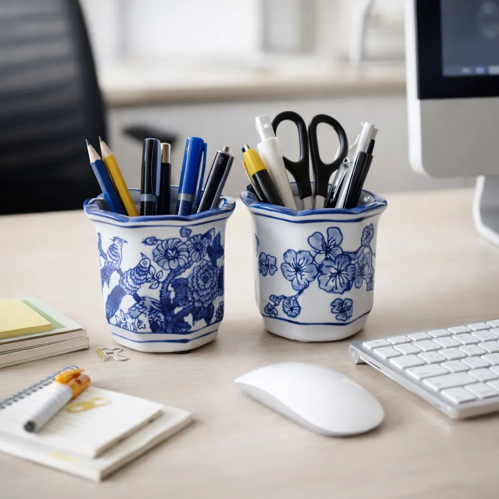 BERGENFIELD SET OF 2 BLUE PENCIL CUP 4 (IN)