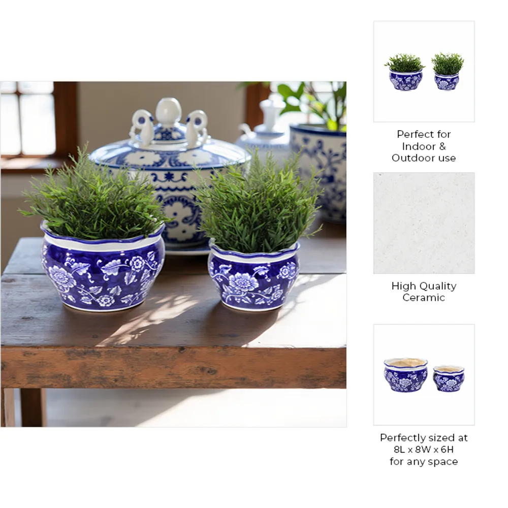 HENLEYDALE SET OF 2 BLUE PLANTER 6 (IN)
