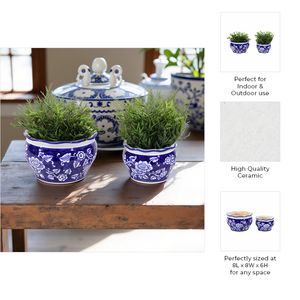 HENLEYDALE SET OF 2 BLUE PLANTER 6 (IN) 7