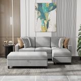 Degnan 78.7'' Upholstered Sofa Chaise with Storage Stool 1