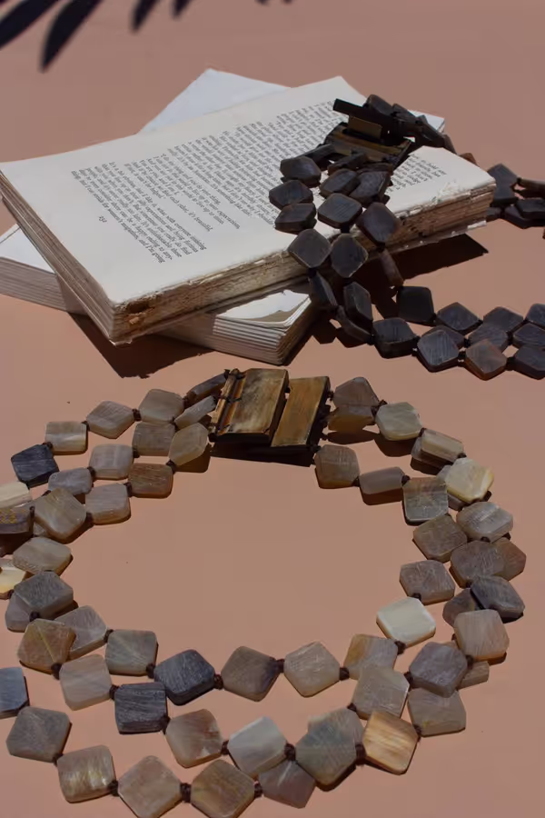Multi-Layered Horn Bead Necklace /  Light