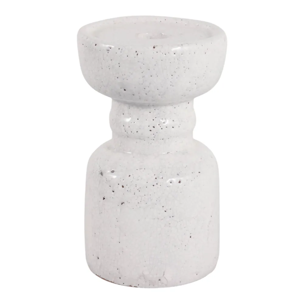 BARTONTON WHITE CANDLE HOLDER 7 (IN)