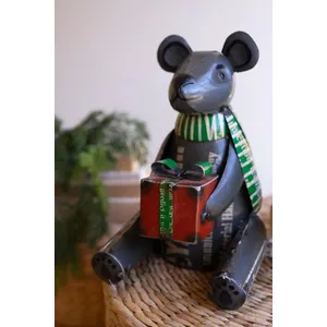 Set of 2 Recycled Metal Christmas Black Bears 4