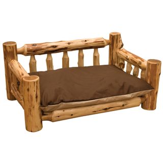Cedar Log Dog Bed with Standard Mattress - Natural