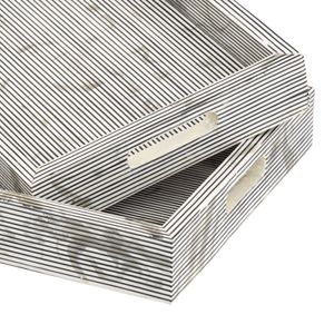 Eaton Etched Tray - Set of 2 White 3