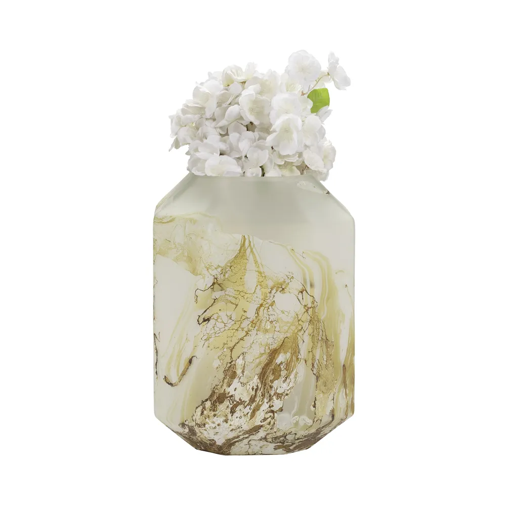 RAESTONE IVORY GLASS VASE 13 (IN)