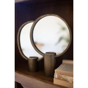 Set of 2 Antique Gold Tabletop Mirrors 4