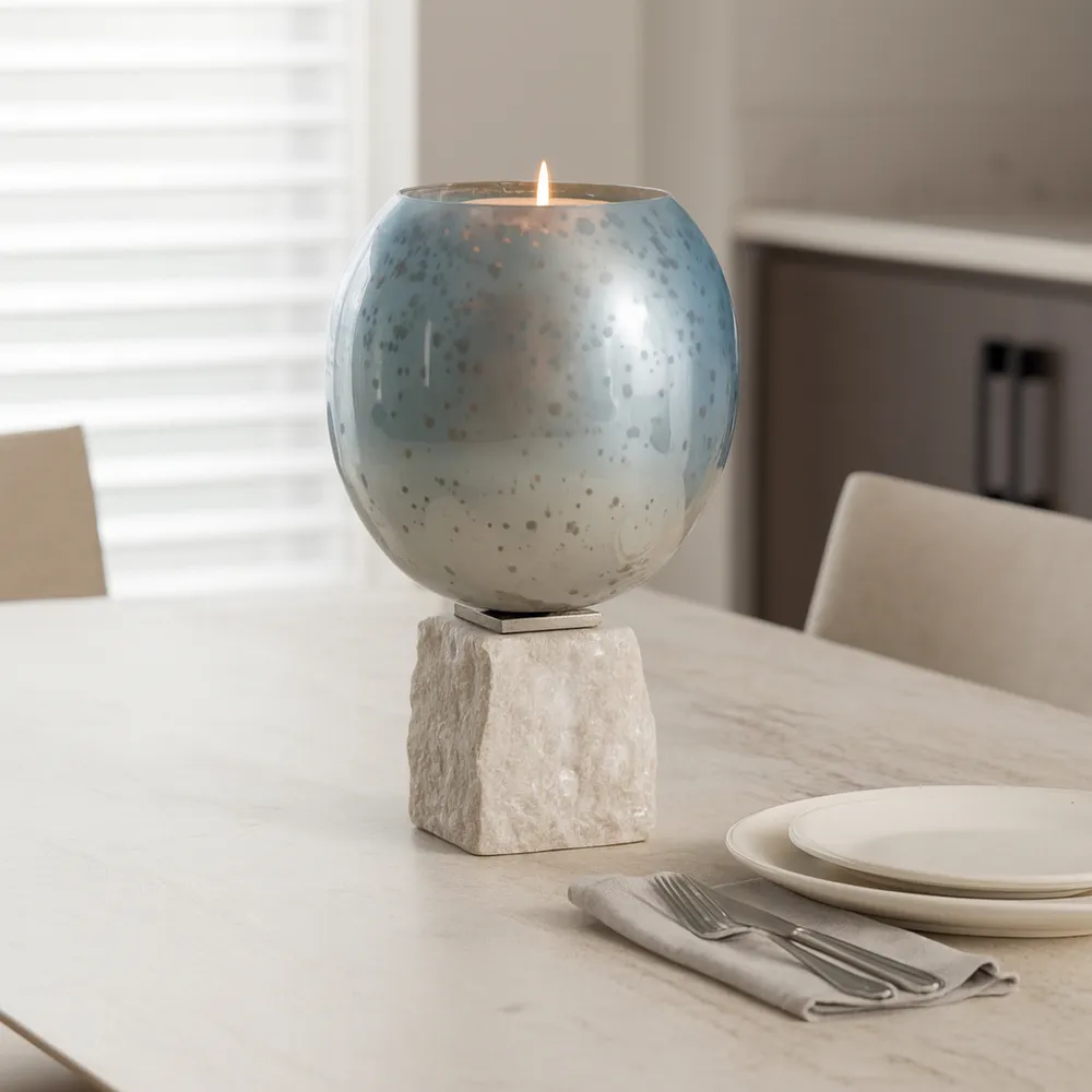 BRAEHAM BLUE CANDLE HOLDER 13 (IN)