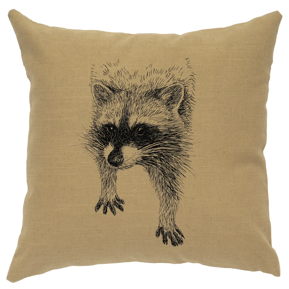 Image Pillow - Raccoon - Linen Straw