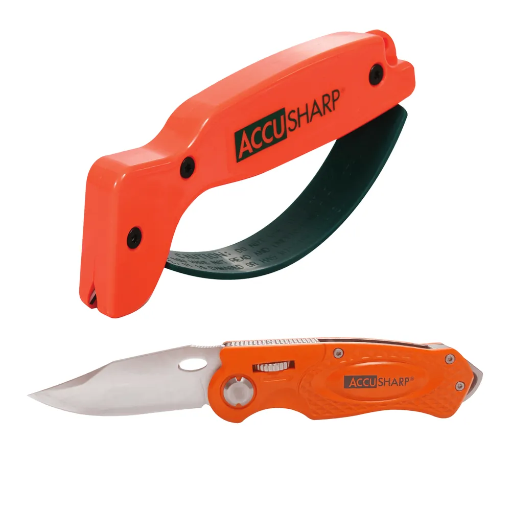 AccuSharp Blaze Orange Sharpener-Blaze Orange Sport Knife Combo