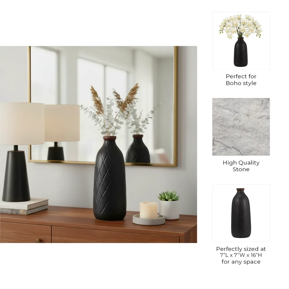 EMMONSFORD BLACK VASE 16 (IN)