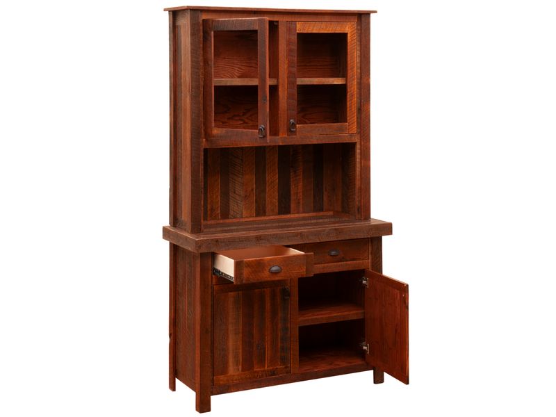 Barnwood 48-inch Buffet & Hutch - Antique Oak Top 3