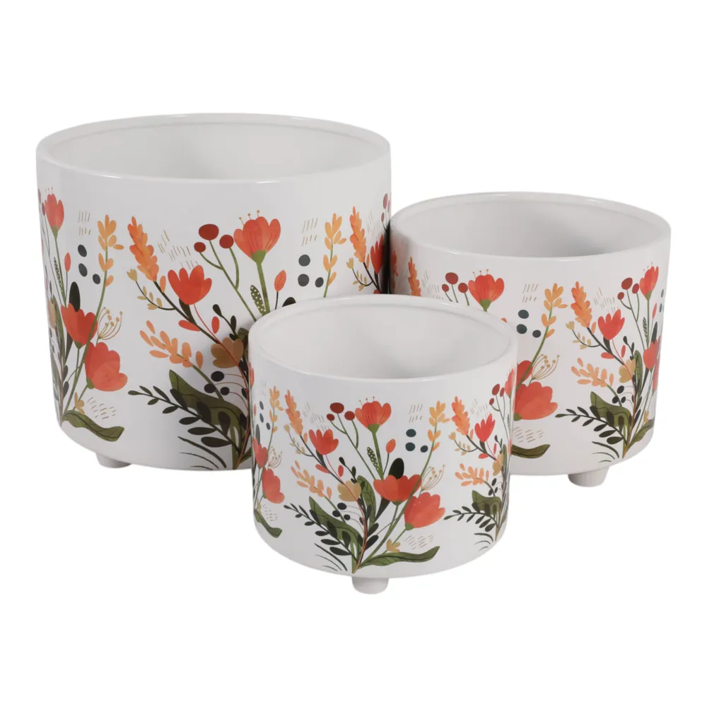BRYNHAM SET OF 3 RED PLANTER 11 (IN)