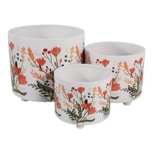 BRYNHAM SET OF 3 RED PLANTER 11 (IN) 5