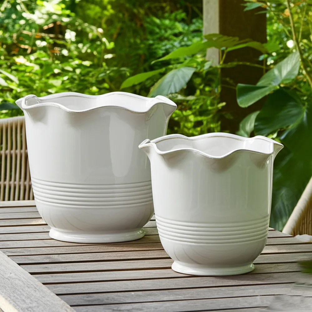 ALECHAVEN SET OF 2 IVORY PLANTER 11 (IN)