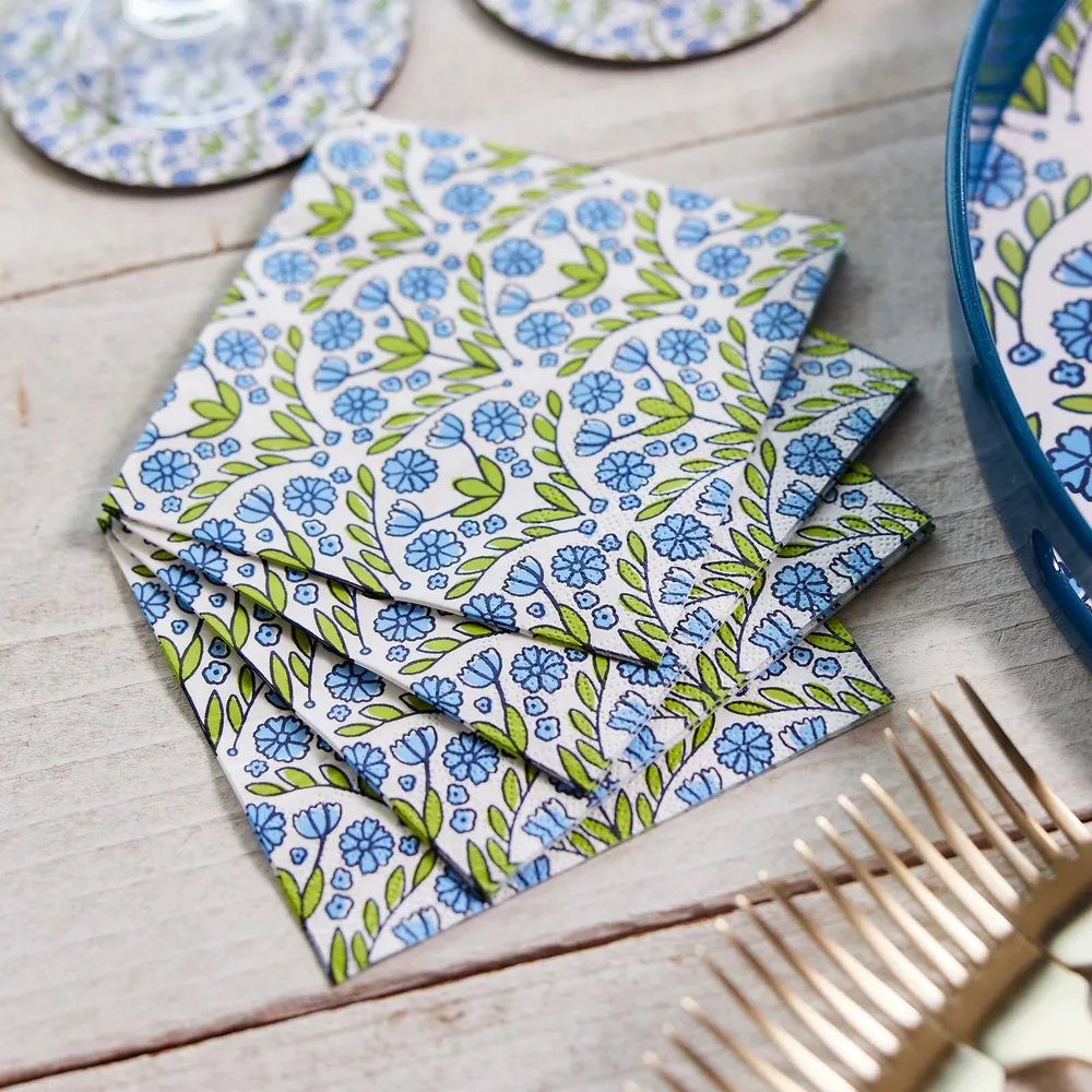 Blaire Blue Paper Cocktail Napkins (Pack of 25)