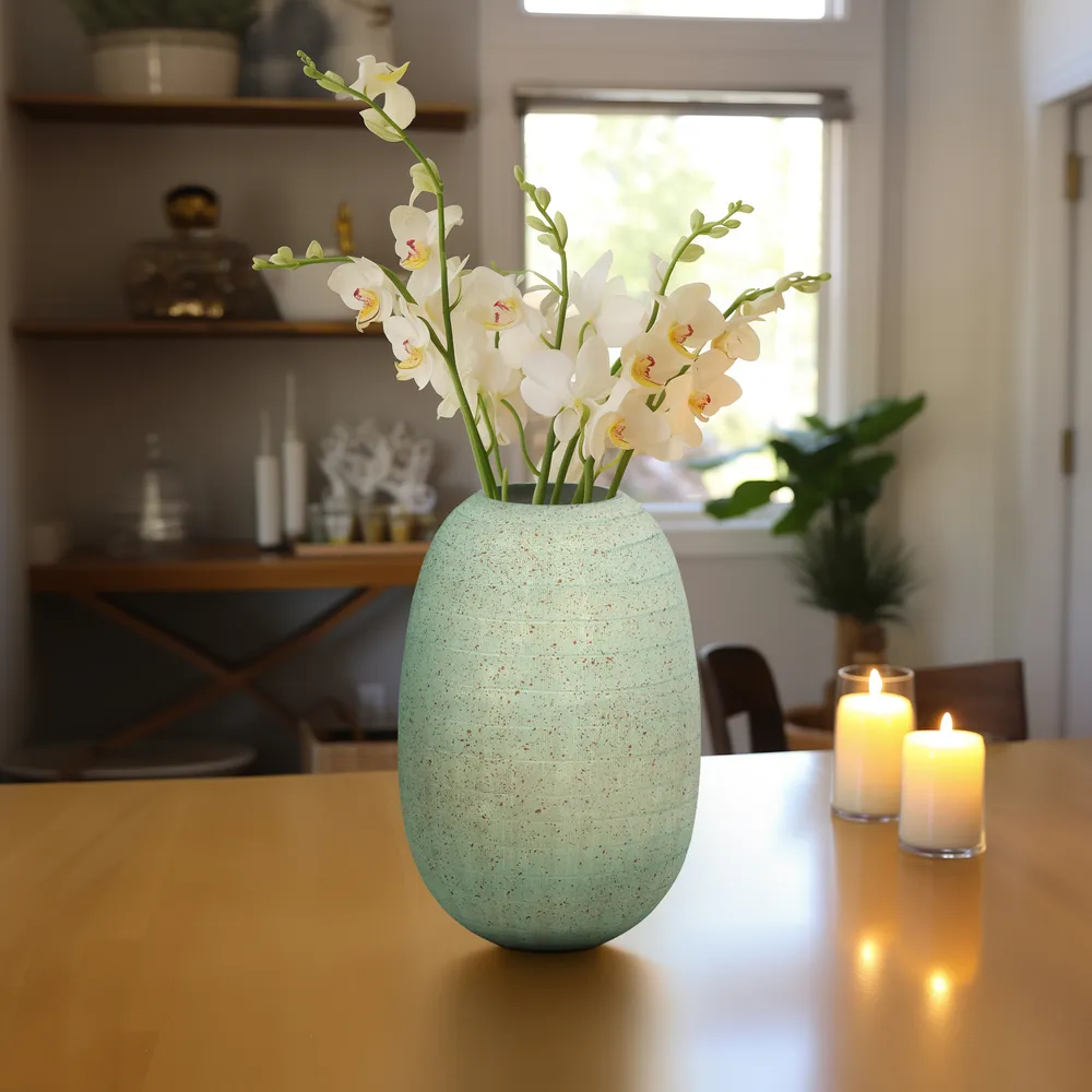 ZEBMORE BLUE GLASS VASE 12 (IN)