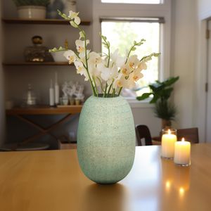 ZEBMORE BLUE GLASS VASE 12 (IN) 2