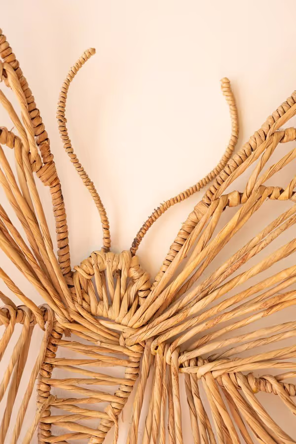 Seagrass and Iron Butterfly Wall Decor