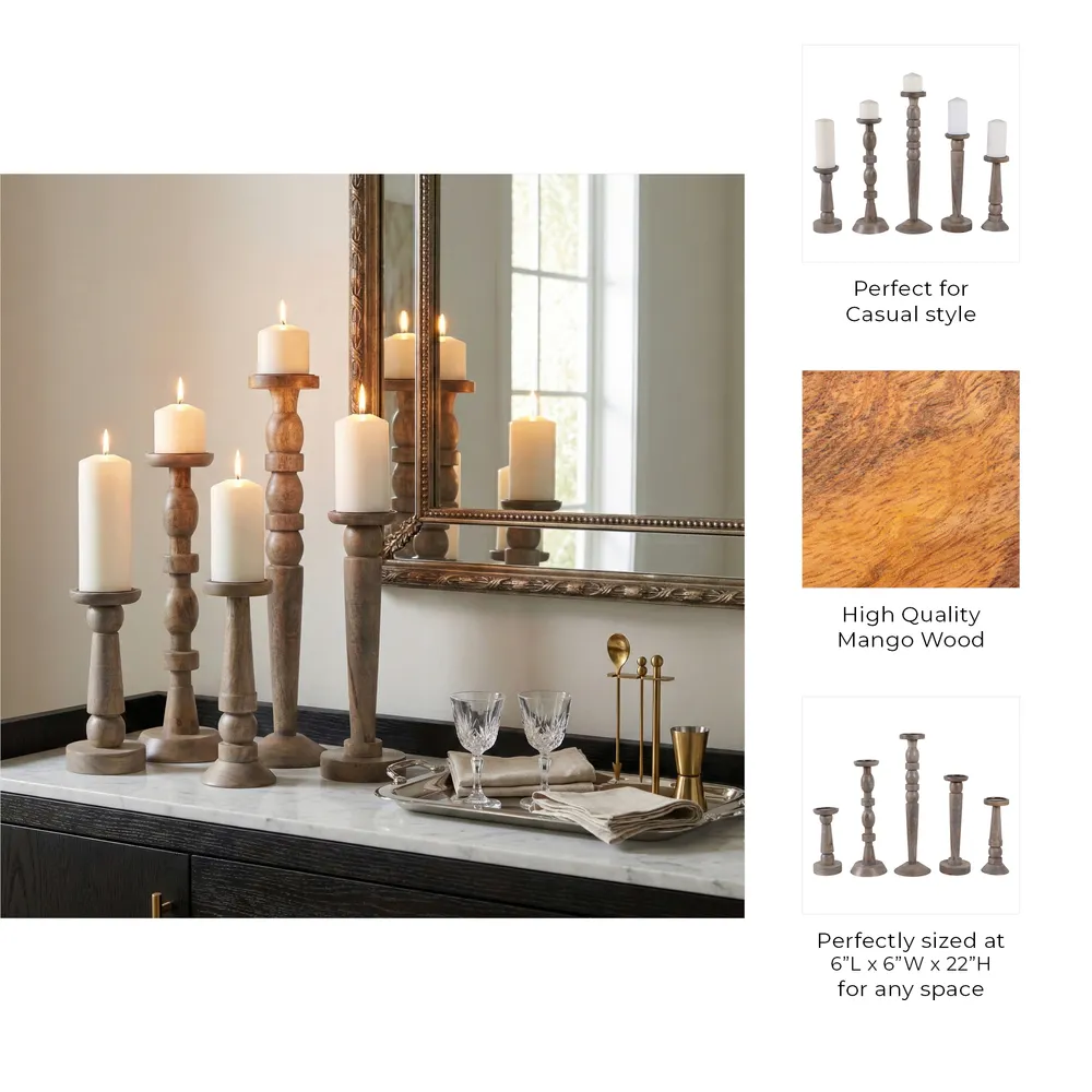 MERCERMOOR SET OF 5 BROWN CANDLESTICK 22 (IN)