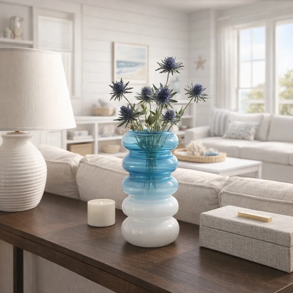 HARLOWFIELD BLUE GLASS VASE 12 (IN)