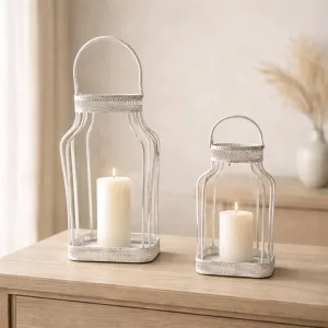 Milk Lanterns Set of 2 15in and 12inH 1